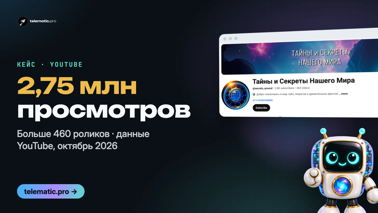 Ролики канала «Тайны и Секреты Нашего Мира» собирает Telematic