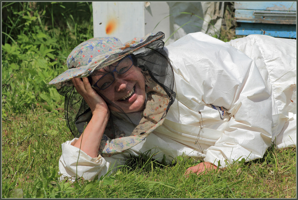 Сладкая жизнь: пчёлки работают, пасечница расслабляется.