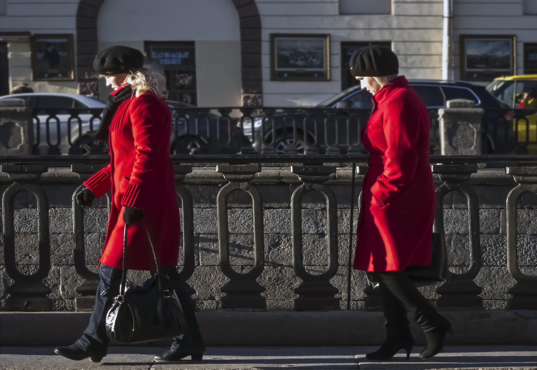 Two ladies in red