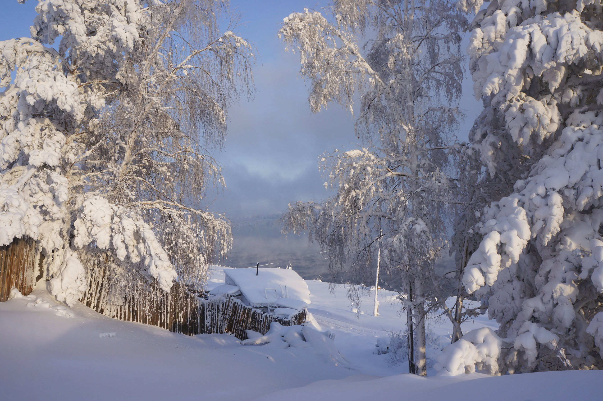 Деревня зимой.