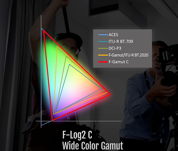 F-Log2 C uses a wider color gamut than the standard F-Log2.