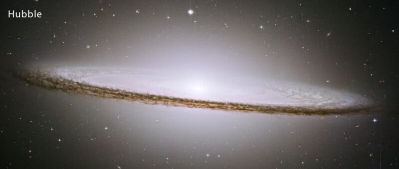 Hubble’s visible-light view of the Sombrero galaxy.