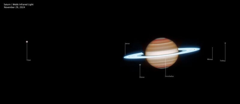 Infrared view of Saturn and its rings