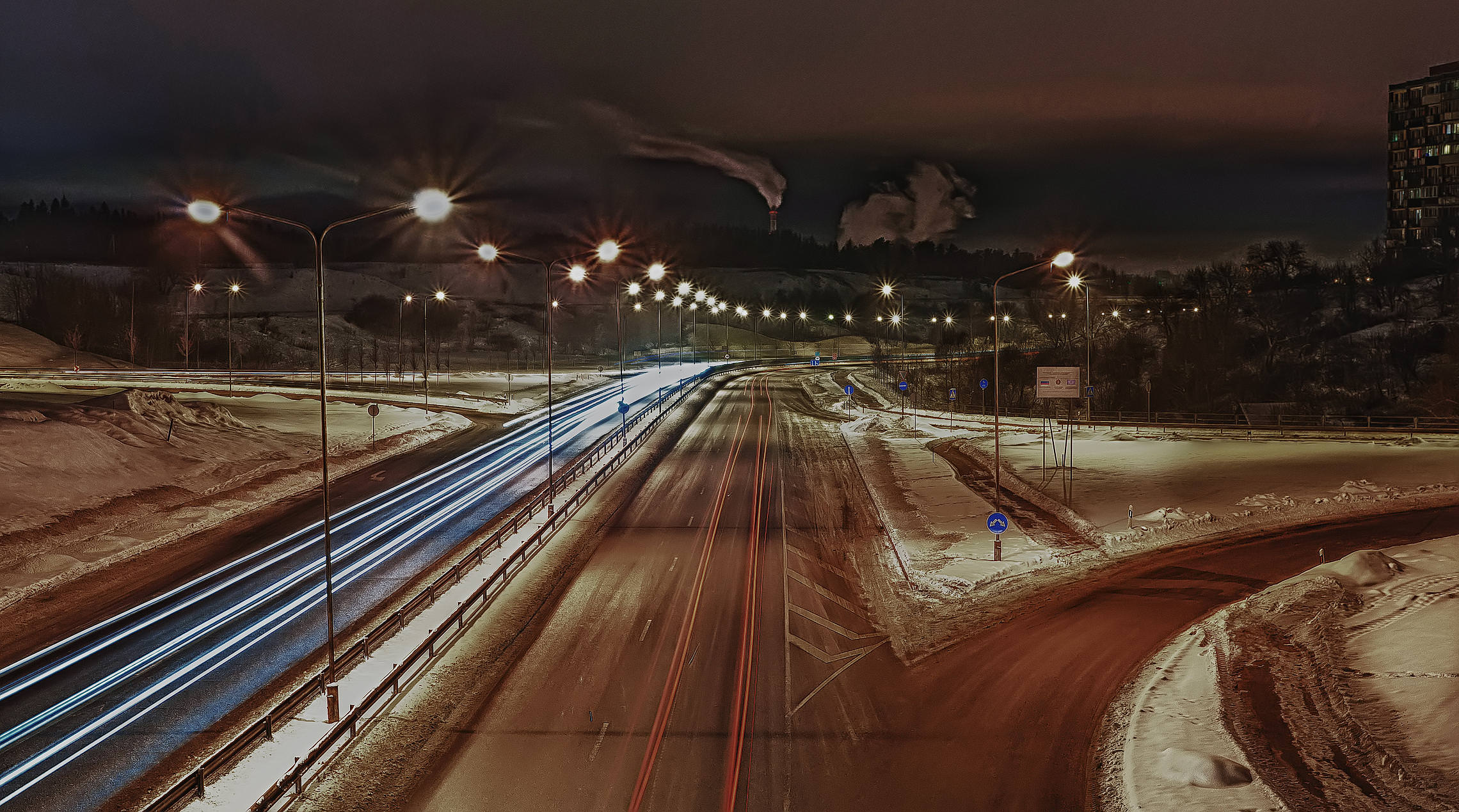 Ночная дорога в Вильнюсе