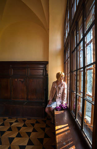 at the window