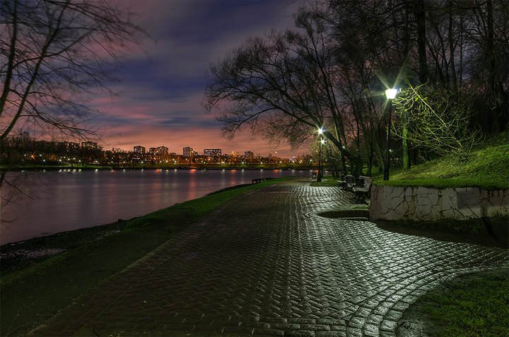 В ночном парке.