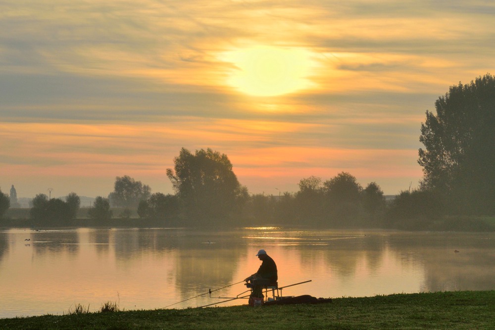 A fisherman in the morning.