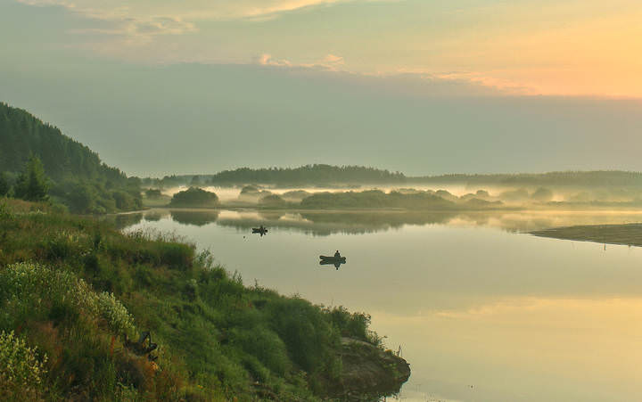 На зорьке.
