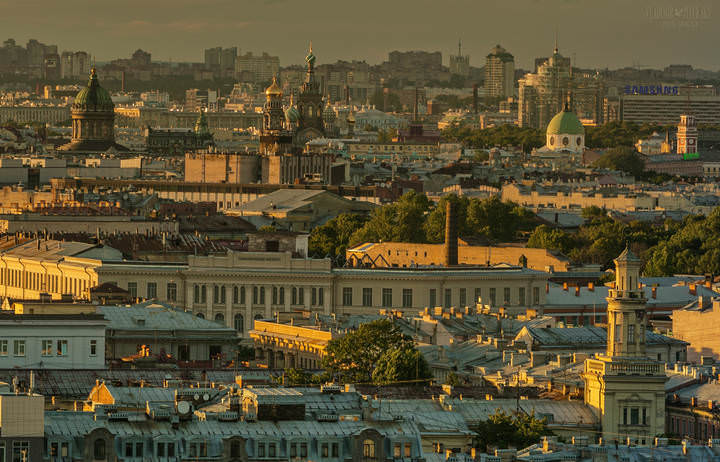 крыши Питера на закате