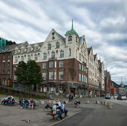 Район Bryggen в Бергене