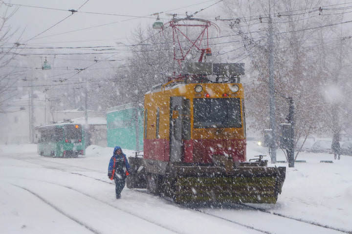 В городе снег