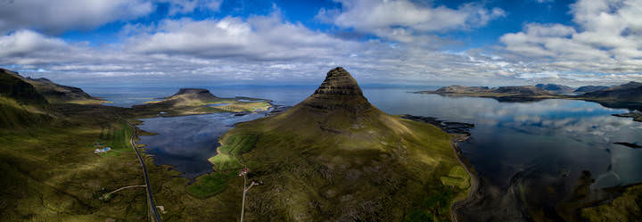 Гора Kirkjufell (Церковная гора). Дронопанорама