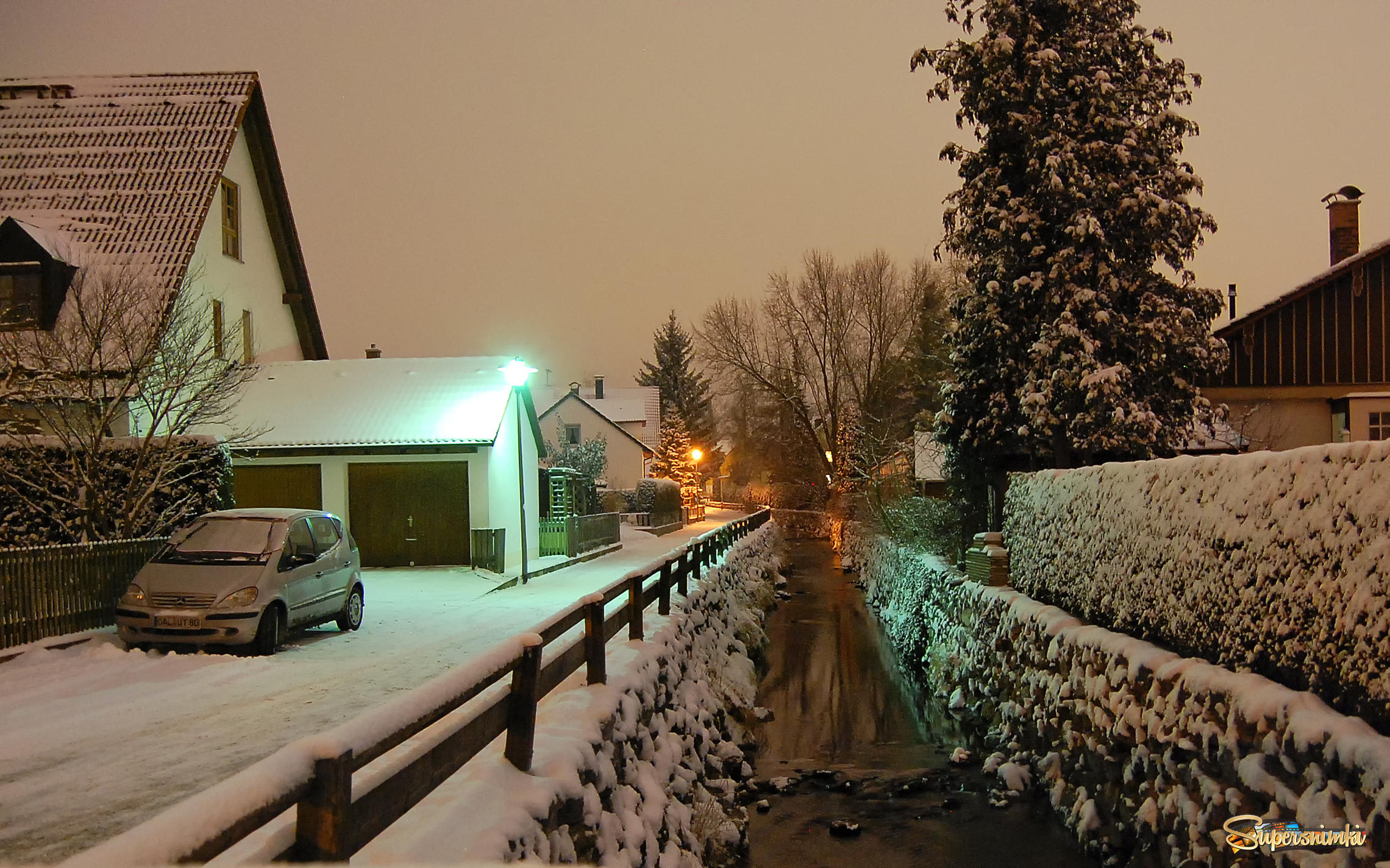 Зимний вечер в Баварской деревне