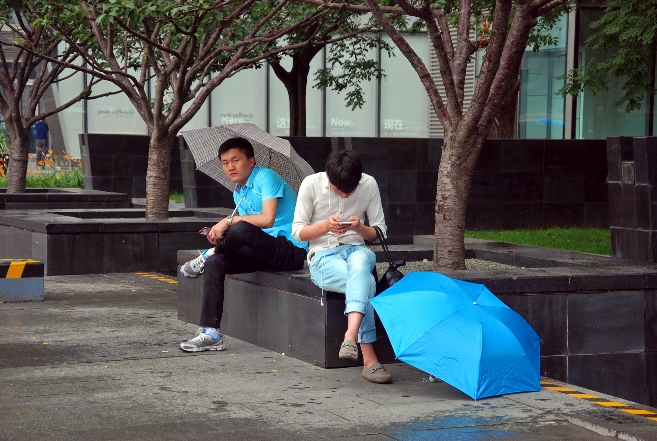 Дождливый Пекин в синих тонах