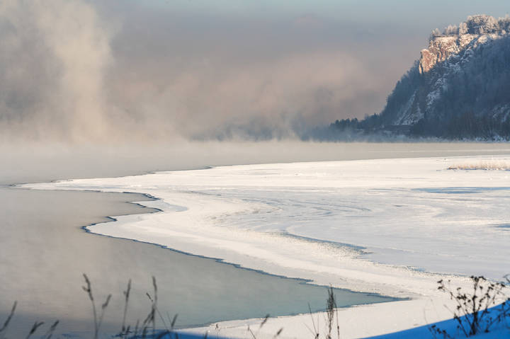 Туман над Енисеем в -32*С