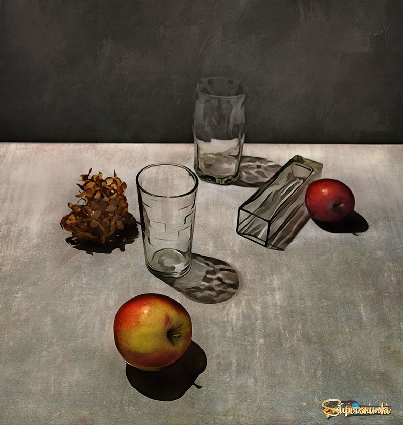 яблоки и стаканы