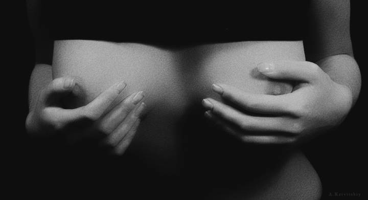 Imitation of film grain in a digital picture of boobs. Имитация пленочного зерна в цифровой картинке сисек.