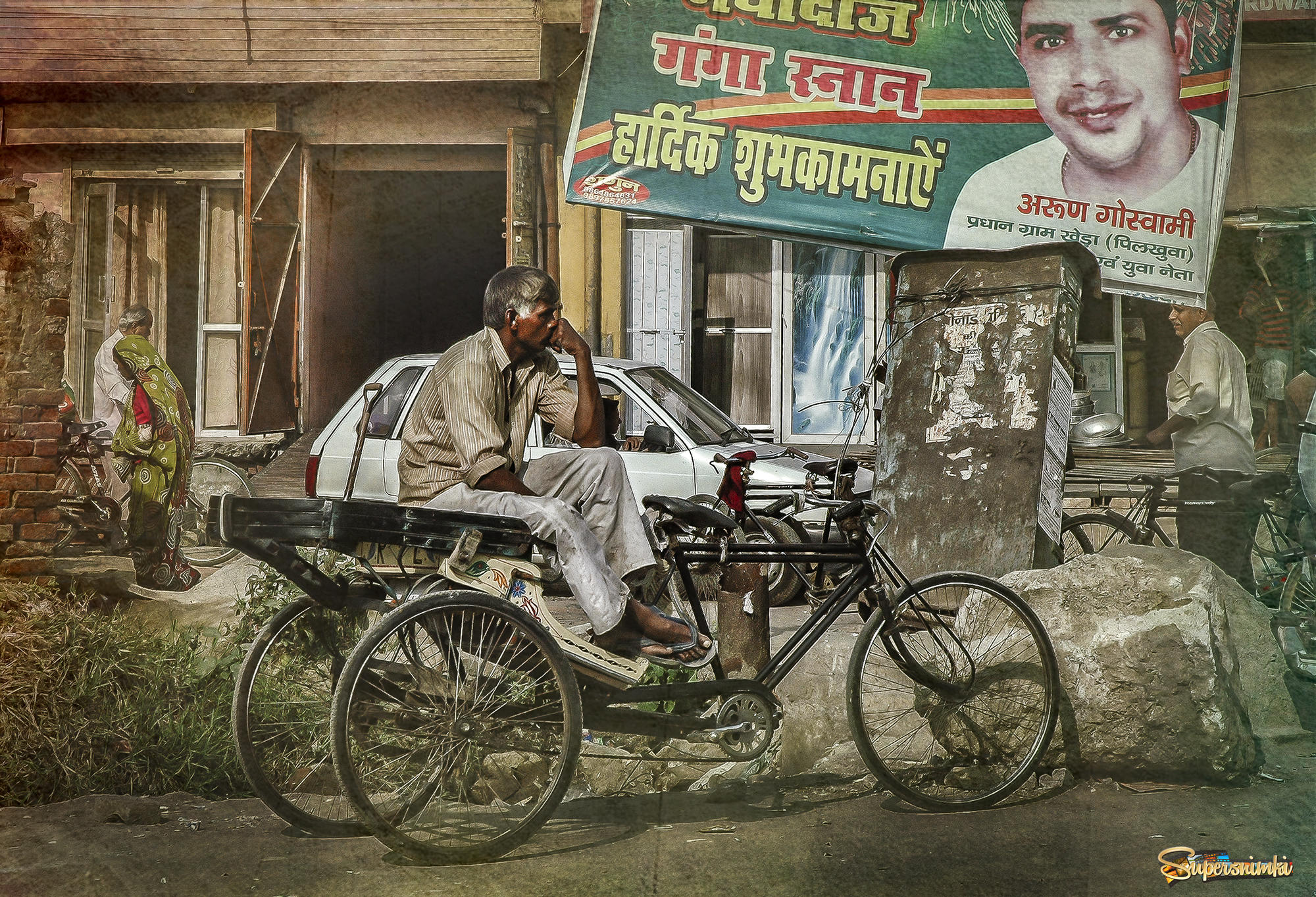 На дорогах Индии. Велорикша.