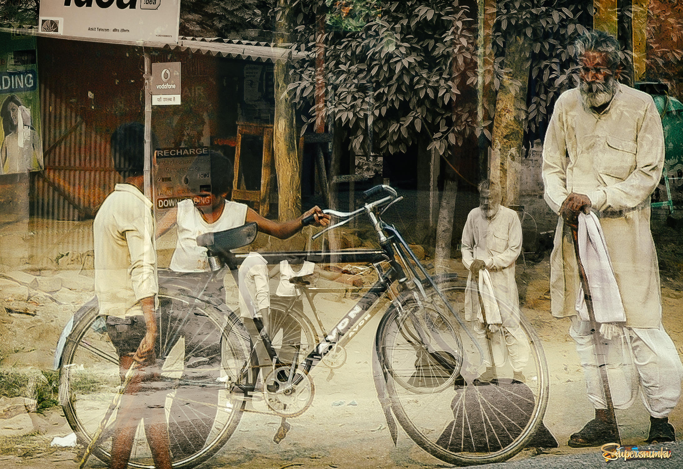 На дорогах Индии. Дед, внуки и велосипед.