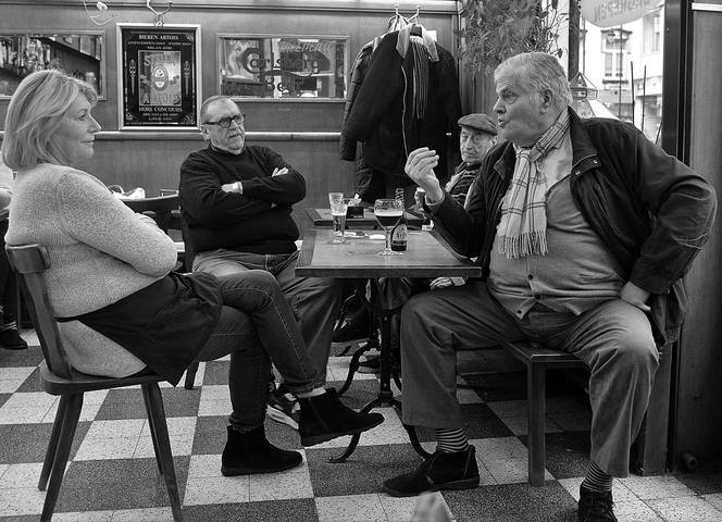 In the tavern.