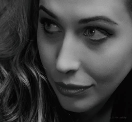 Monochrome, glamorous, portrait. A. Krivitsky's studio.