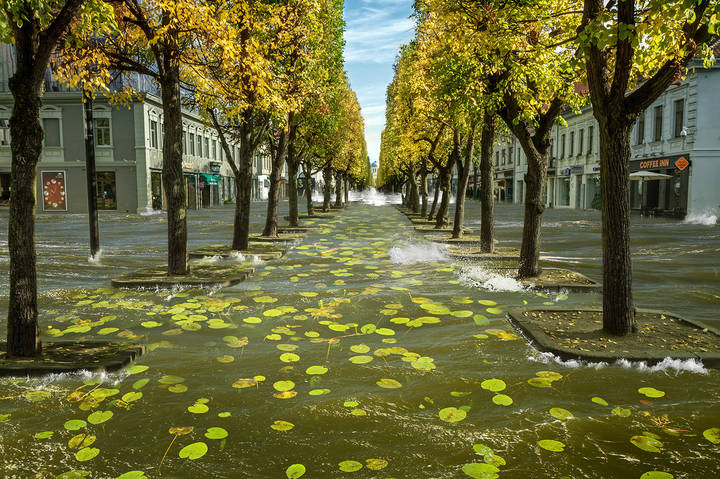Flood in Laisves alley