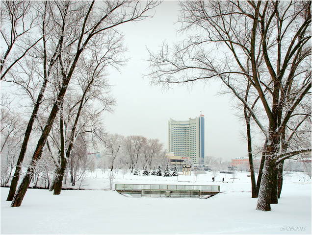 снегопад в городе