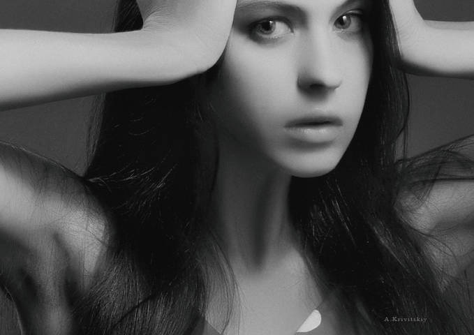 Portrait. Glamor. Fashion model. Studio experiments in the secret studio A. Krivitsky.