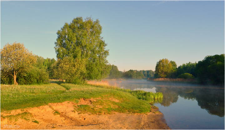 утро на реке **