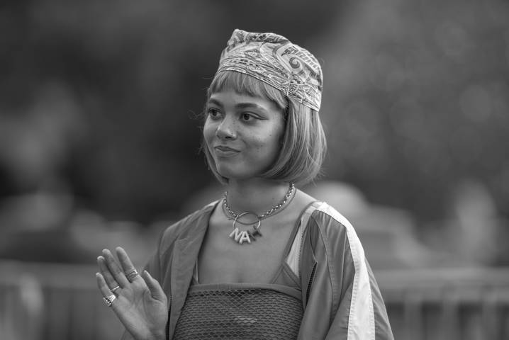 Young artist at her jewelry stand
