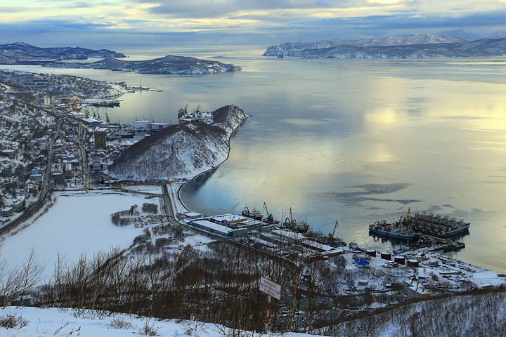 Зимний город Петропавловск-Камчатский.