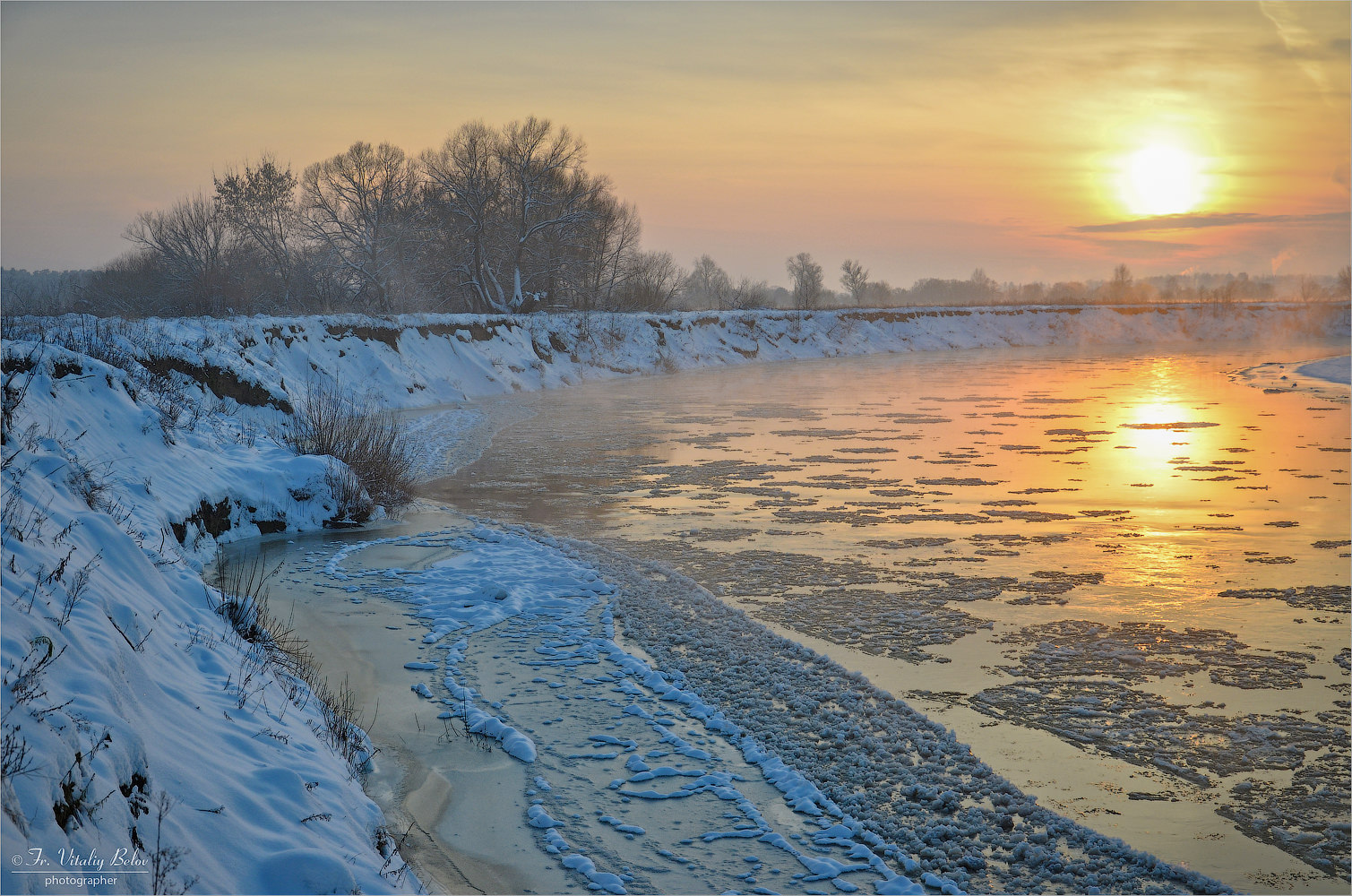 Зимний закат на реке Жиздре