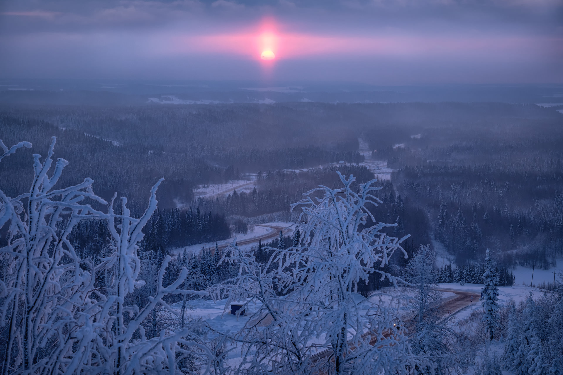 Морозный рассвет на Белой Горе