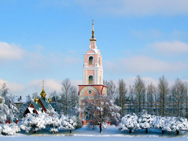 пейзаж с колокольней