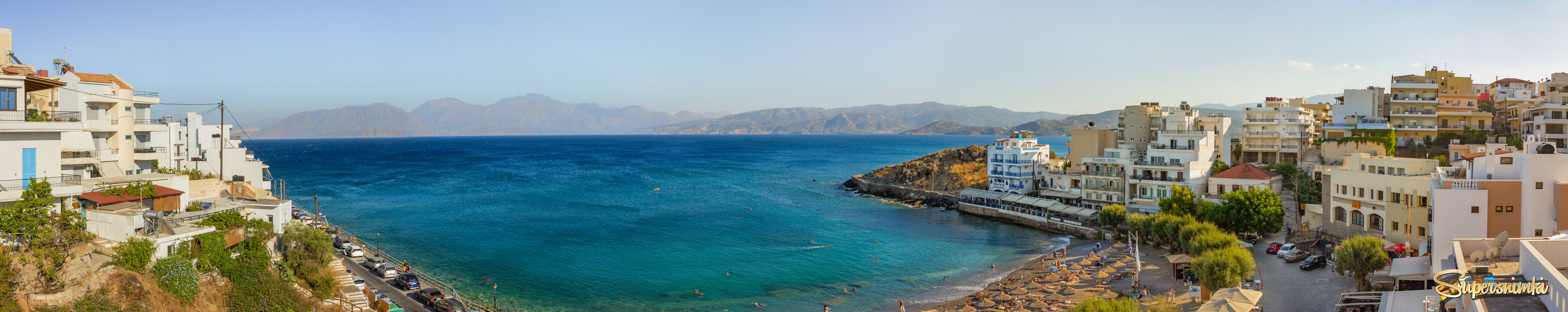 Крит. Агиос-Никлолаос. Пляж KITROPLATIA-общая панорама.