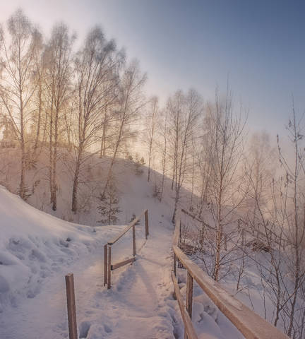 Зимний утренний пейзаж