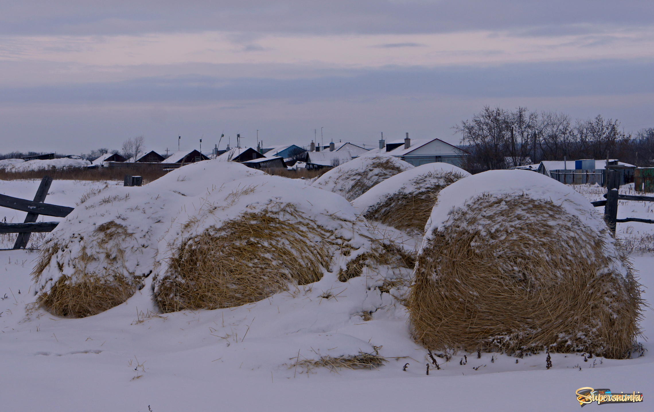 Зимний сельский пейзаж.
