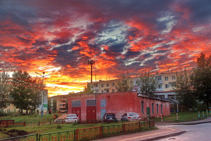 Закат в городе