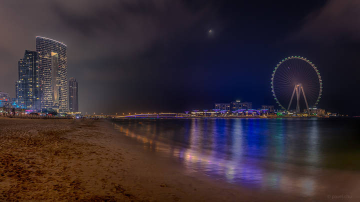 Ночной пляж, JBR, Dubai