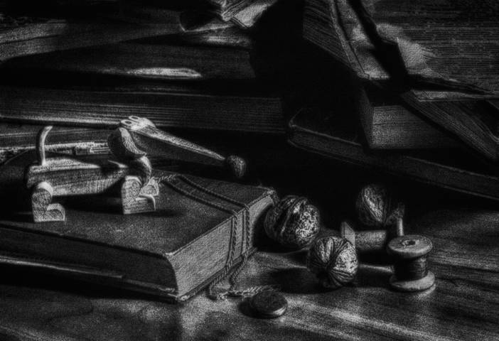 На книжной полке...