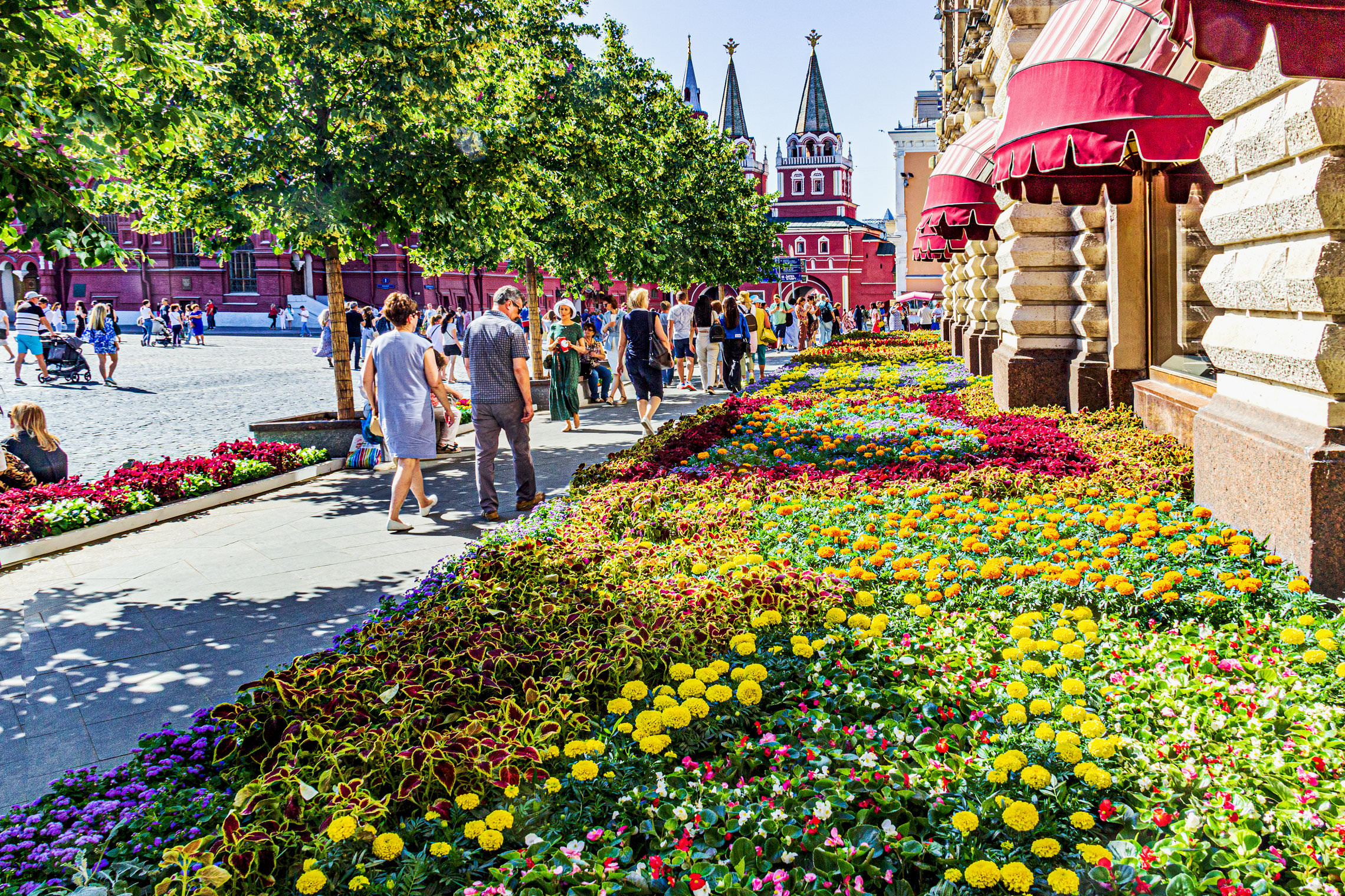 Цветы на Красной площади у ГУМа.