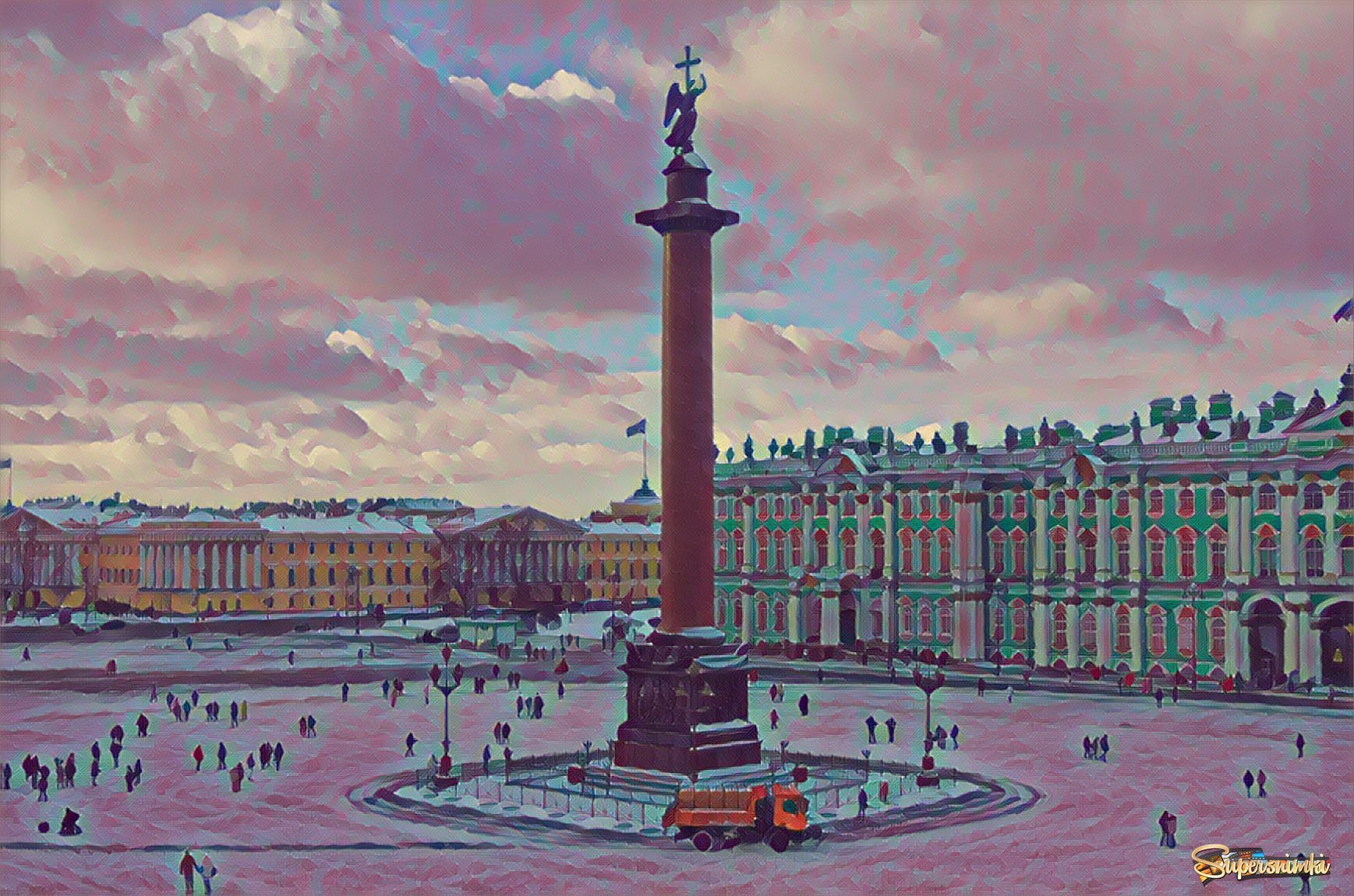 Картина Дворцовой площади в Санкт-Петербурге.