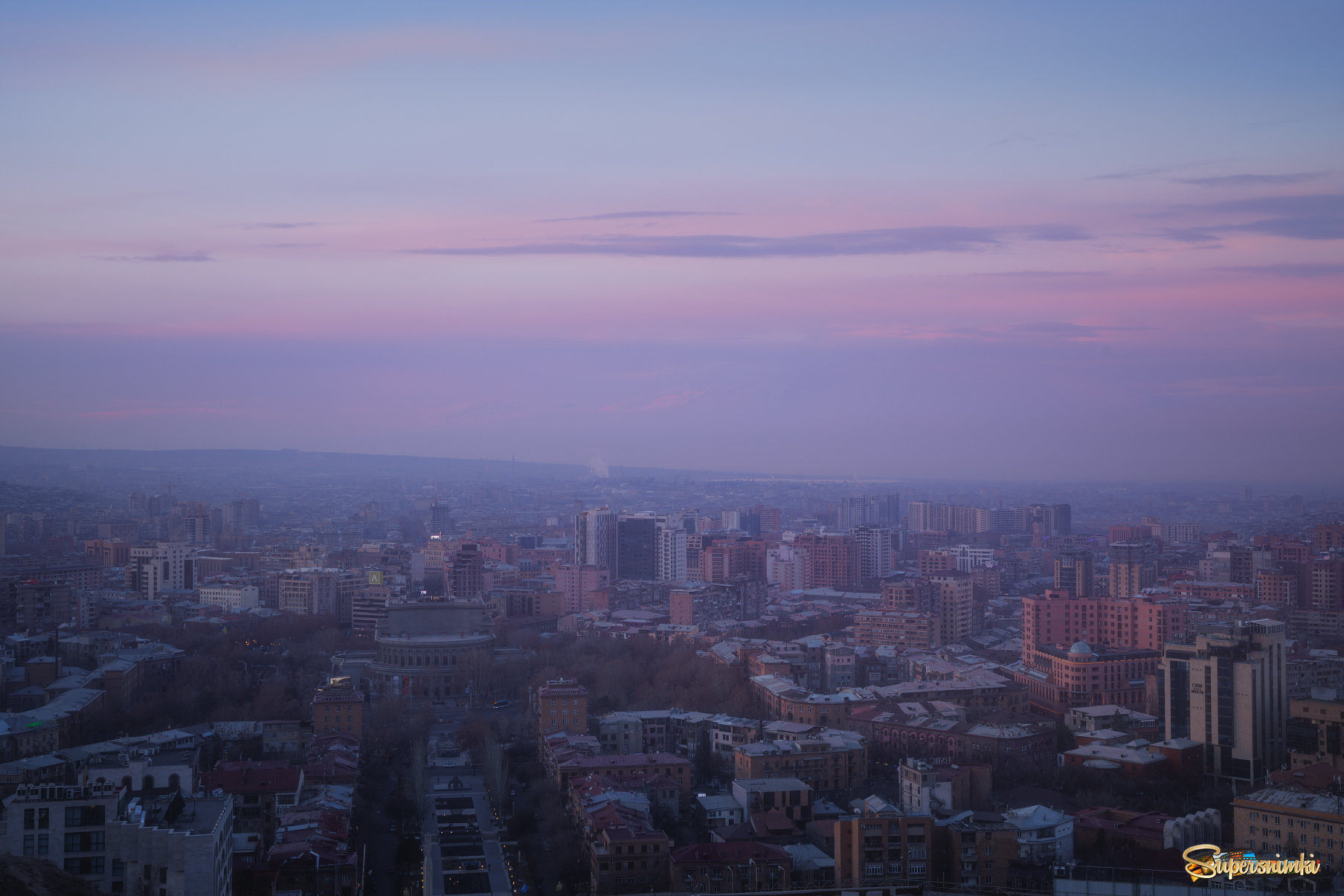 Ереван вечером и утром. С каскада. Февраль 2023