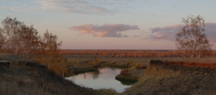 Осень в закатном свете.