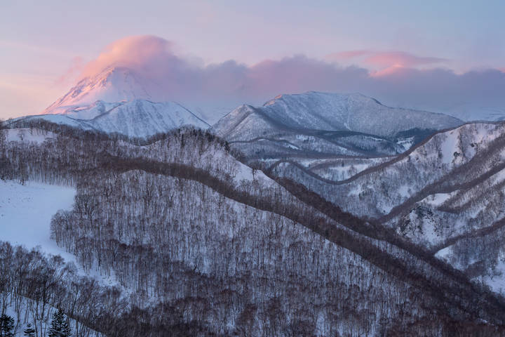 Mount Rausu and Shiretoko Mountain Range. Hokkaido, Japan