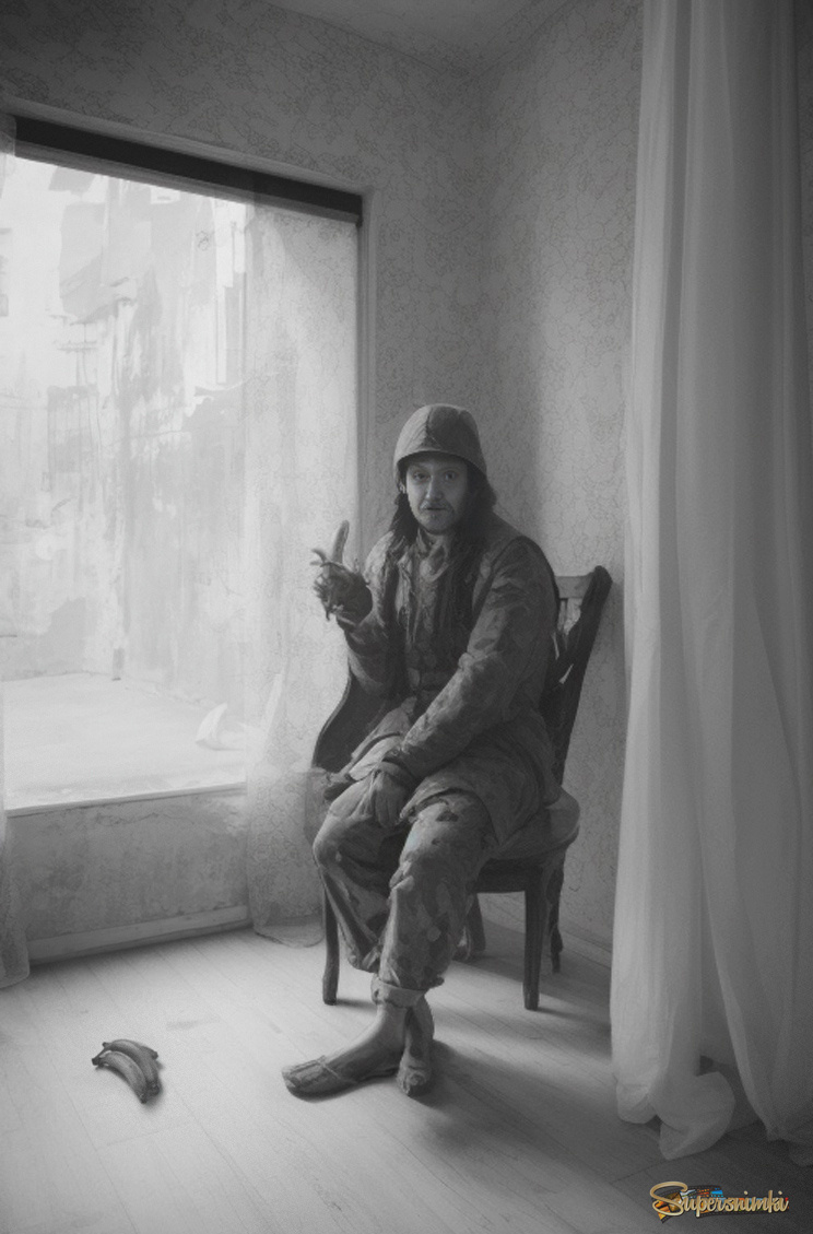 Портрет со связкой бананов