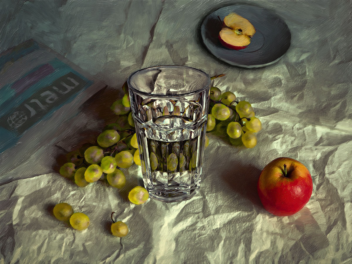 стакан и виноград