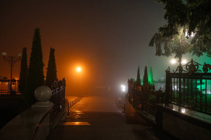 Туманное утро в "Атажукинском саду"
