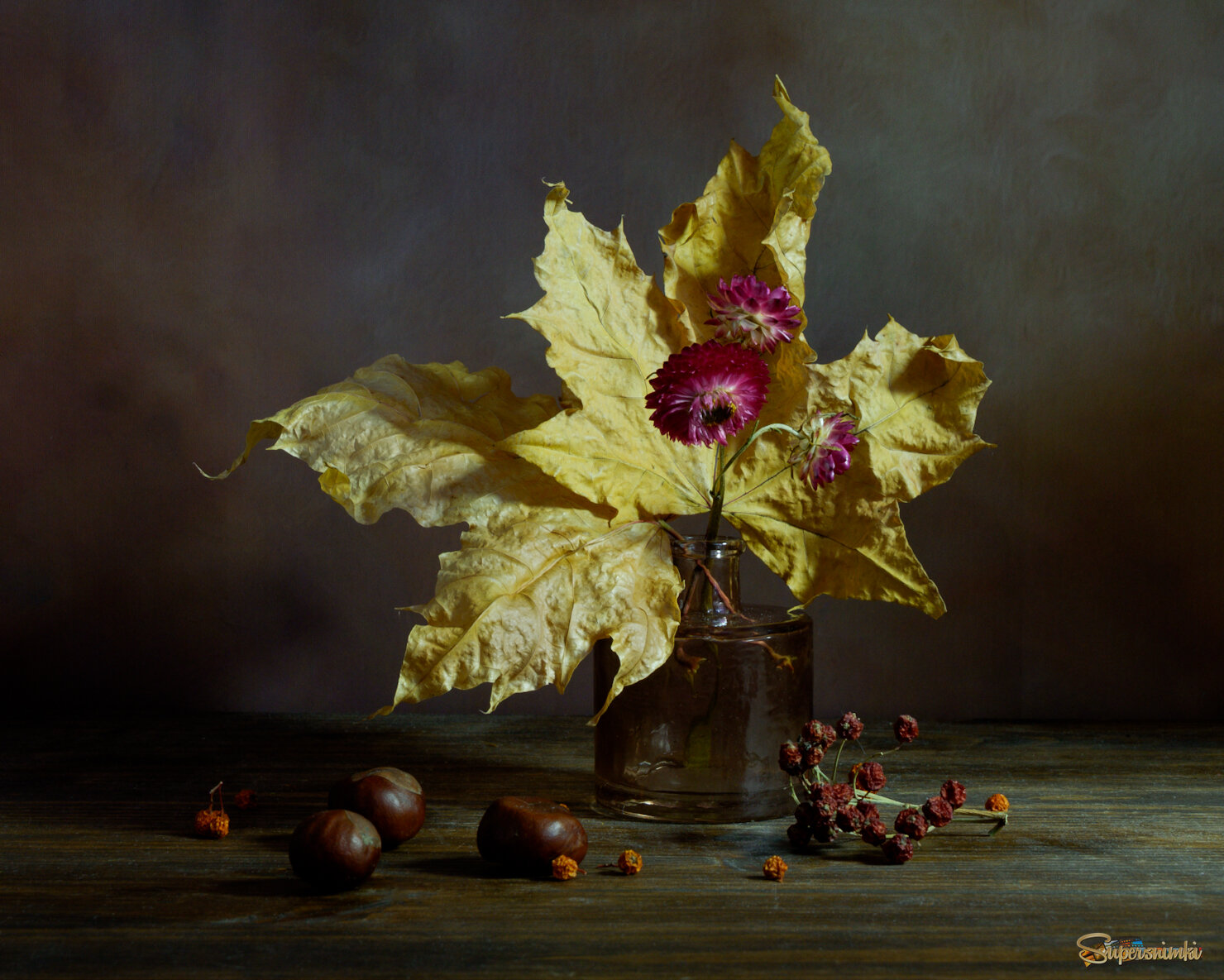 Натюрморт с кленовыми листьями 
