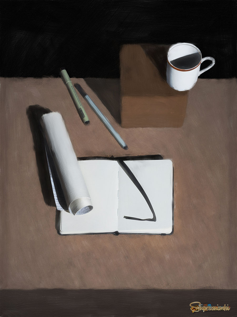 блокнот и кружка